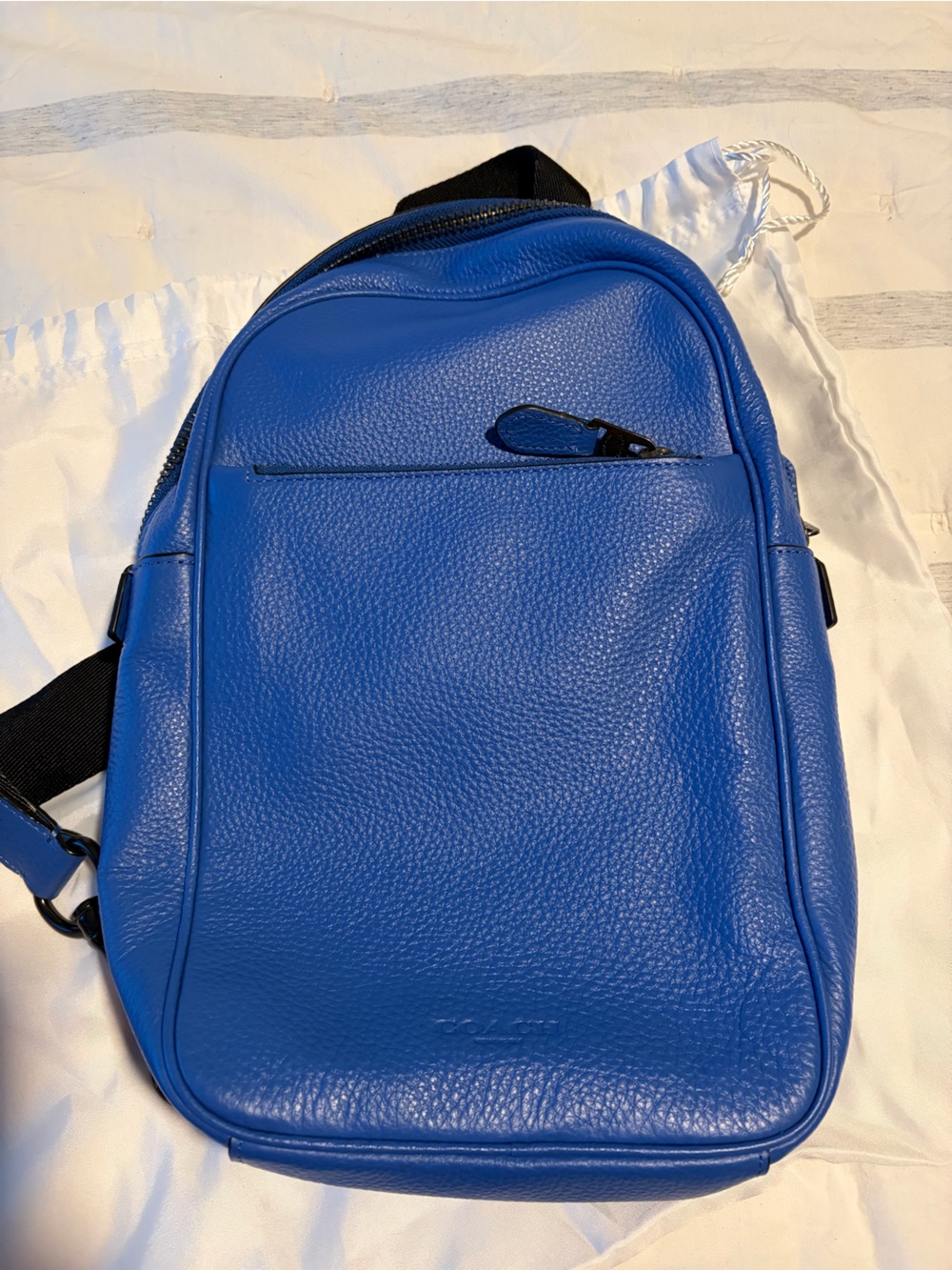 Coach Royal Blue Pebbled Leather Sling Bag for Men